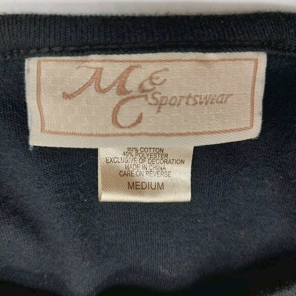 M & C Sportswear Black Knit Top Red Embellished Cardinals Size Medium - Picture 4 of 8